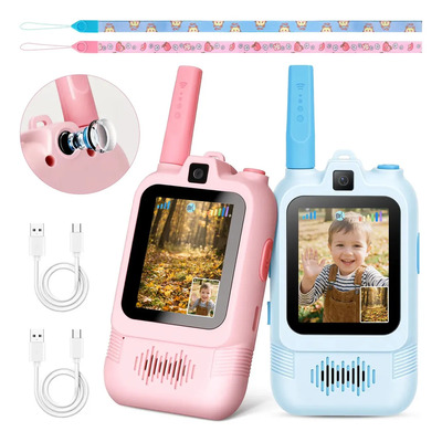 Fitpolo Video Walkie Talkies Para Niños Juguetes Recargable 2pcs Lcd 2camera Con Efectos De Voz, Emparejamiento Uno A Uno, Largo Alcance, Juguetes De Cumpleaños Regalos Para Niños Y Niñas Con Cordón | MercadoLibre
