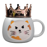 Mug Pocillo En Ceramica Con Corona Gato