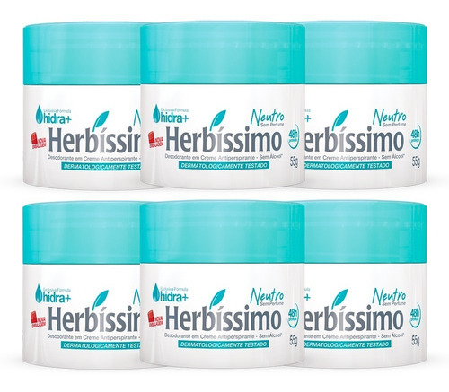 Kit Desodorante Creme Antitranspirante Neutro Herbissimo 55g