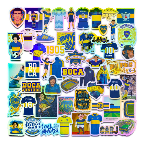 53 Stickers Boca Juniors Calcos Holográficos Impermeables 