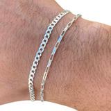 Conjunto 2 Pulseira Prata 925 Veneziana Escama De Peixe