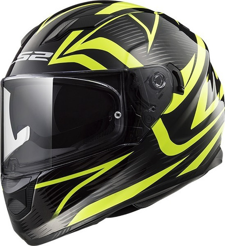 Casco Moto Integral Ls2 320 Evo Jink Mate Negro Amarillo Fas