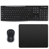 Combo Inalámbrico Logitech Mk270 + Pad Mouse Small (25x21cm) Mouse Negro Teclado Negro