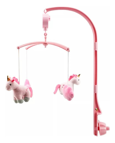 Movil Cunero Musical Giratorio De Peluche Juguete Cuna Bebe Color Rosa