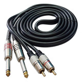  Cabo 2 P10 Mono Macho X 2 Rca Macho Profissional - 5 Metros