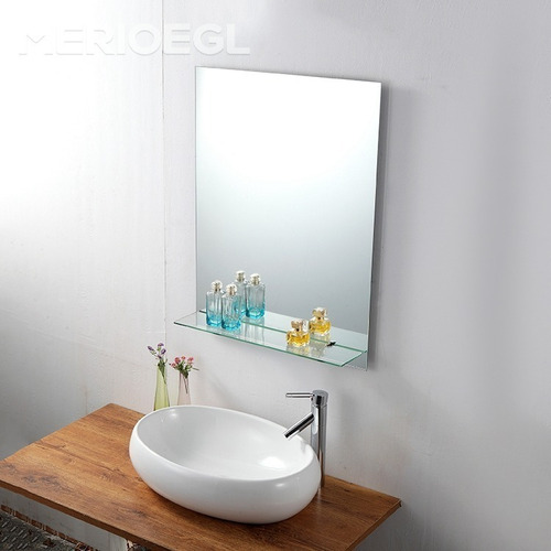 Kit Banheiro Espelho 30x40 Cm + Prateleira C/ Kit Instalação