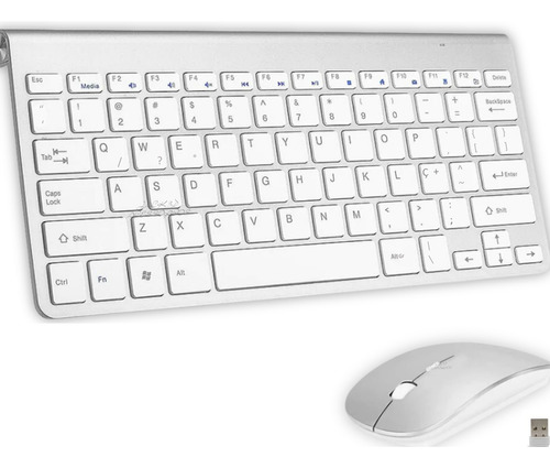 Kit Teclado Sem Fio Usb Pequeno Notebook Compacto Slim Mouse