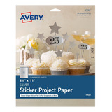 Avery Papel Adhesivo Plateado Para Imprimir  - 4396