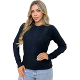 Blusa De Frio Feminina Suéter Modal Grosso Estampada Inverno