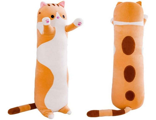 Gato Salsichinha Caramelo De Pelúcia Travesseiro - Dmtoys