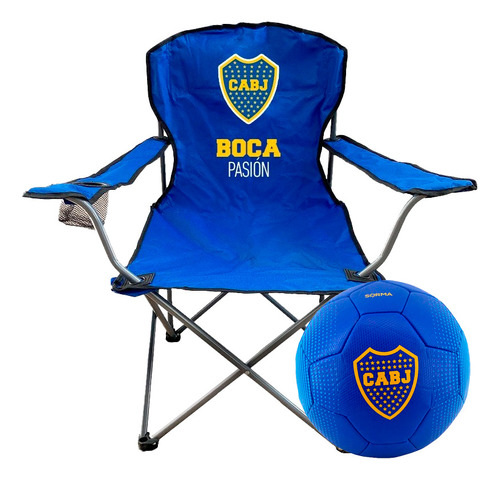 Silla Plegable Infantil Futbol Combo Con Pelota Boca River