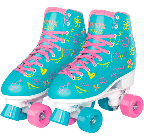 Patins Ajustável 4 Rodas Fenix Rl-07 4 Rodas Az/pt Ajustável