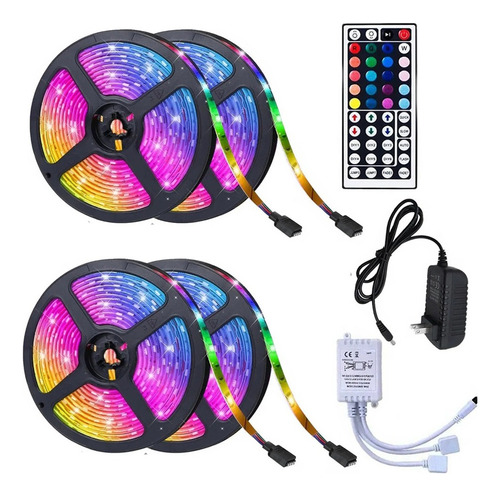 Tira De Luz Led Rgb De 20 M, Cambio De Color+adaptador+contr