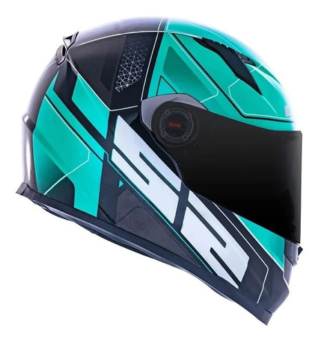 Capacete Ls2 Ff358 Ultra Preto Verde Viseira Espelhada Fumê