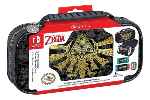 Deluxe Game Travel Case Zelda Hyrule Crest Oled Lite Switch