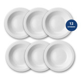 Juego Set X12 Plato Playo Porcelana Verbano Linea Recta 25cm