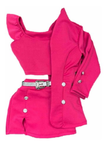 Conjunto De Menina Blazer Cropped Saia Novidade Mini Diva 