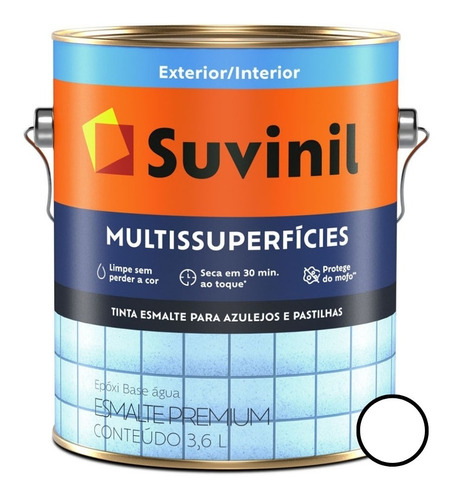 Tinta Esmalte Epóxi Suvinil Azulejos Base Água Branco 3,6l 