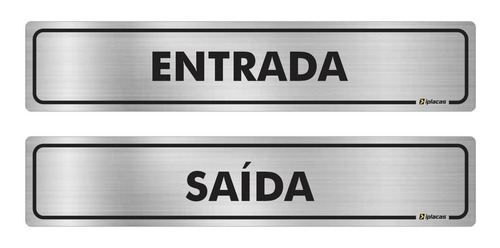 2 Placas Indicação Porta Entrada E Saida Alumínio 5x25cm