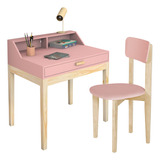 Conjunto Mesa  Mdf Com Cadeira Escrivaninha Estudo Menina