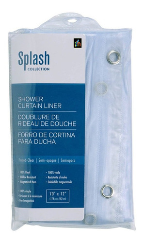 Forro De Cortina Ducha En Vinilo Semi Opaco Splash Color Blanco Liso