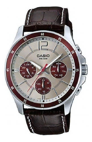 Reloj Casio Mtp1374l-7a1vdf Cuarzo Hombre Color De La Correa Marrón Oscuro