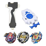 Kit Beyblade 3 Peões 1 Lançador De Corda 1 Suporte Grip Mão