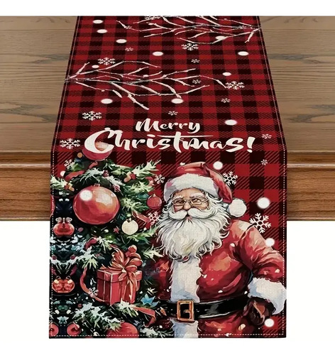 Camino De Mesa Estampado Navidad Iluminada