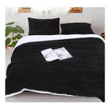 Frazada Negro Con Chiporro 2 Plaza Trenzado 230x200 Tf