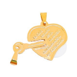 Dije Corazon + Llave Para Compartir Laminado En Oro 18kl 