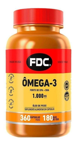 Ômega-3 Fish Oil Fdc 360 Cps 1000 Mg Óleo De Peixe Importado