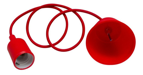Socket Rojo E27  Estandar Colgante Cable Textil 90cm Silicon