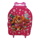 Mochila Escolar Patrulha Canina Feminina No Carrinho Rosa