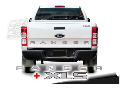 Calco Ford Ranger Portón Gris Plata Borde Negro + Xls
