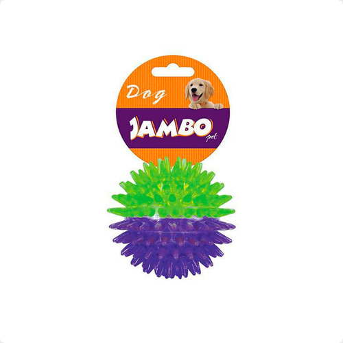 Bola Brinquedo Jambo Espinho Com Som Roxo E Verde - Tam. P