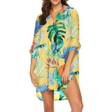 Camisa Blusa Maxi Camisão Saída Praia Estampa Flor Plus Size