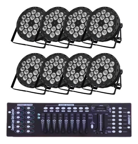 8 Canhao Led Parled 18x15w Rgbw+uv Iluminação + Mesa Dmx