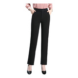 Pantalones Mujer Recto Ejecutivo De Casual Y Delgado Negro