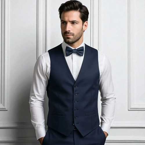 Chaleco Caballero Con Moño Azul Marino Elegante Para Evento