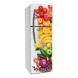 Vinil Decorativo Refrigerador, Frutas Y Verduras, Madera