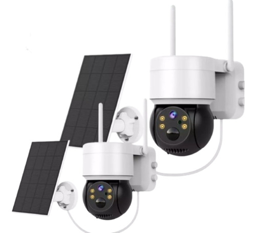 Kit 2 Câmera De Segurança Wifi Solar Externa Zoom4x P/d'agua