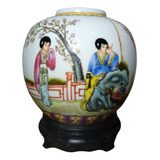 Vaso Decorativo Em Porcelana Oriental
