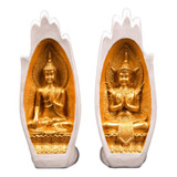 Kit Mãos Com Buda Dentro Branco Com Dourado