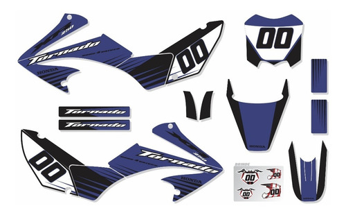 Kit Grafico Xr 250 Tornado 2006 2010 Moto Trilha 0,20mm Azul