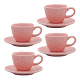 4 Xícaras De Café 75ml C/ Pires Ryo Papaia Em Porcelana