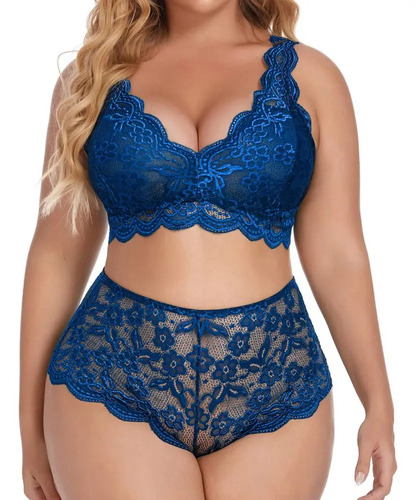 Ey ` Conjuntos De Lencería Sexy Azul Con Curvas For Mujer `