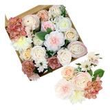 Caja De Regalo De Flores Con Hojas, Arreglo Floral B