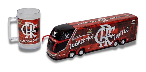 Brinquedo Carrinho Em Miniatura Ônibus Do Flamengo + Caneca