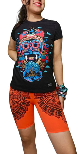 Blusa Para Mujer Dios De La Lluvia Tlaloc Fosforescente 