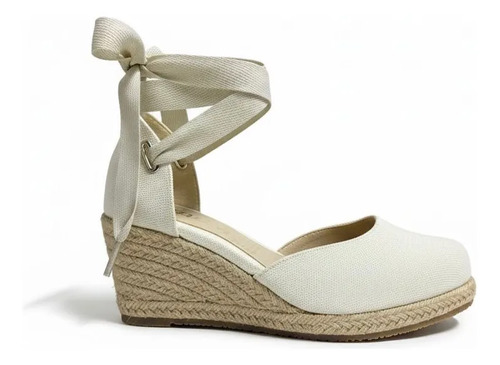 Alpargata Plataforma Beige Dama Yute Cómoda Casual